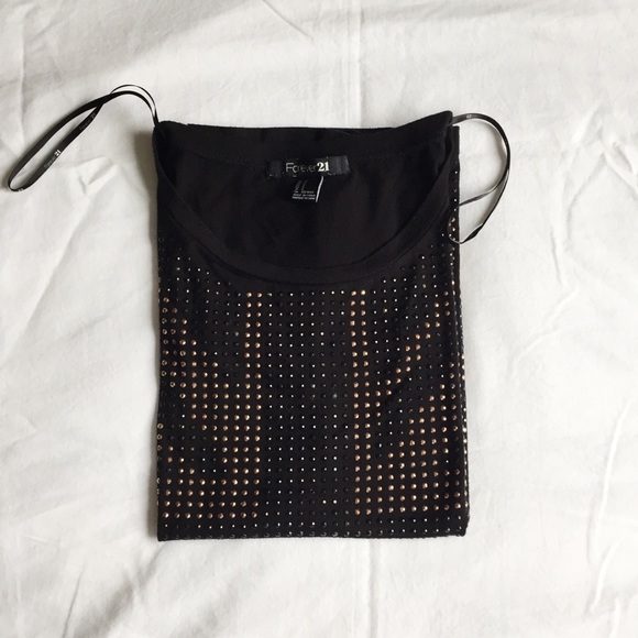 BLACK FOREVER 21 SHIRT WITH SEQUINS - Picture 1 of 6